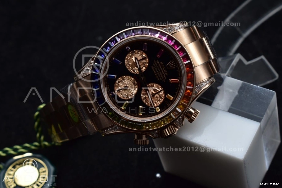 776 Bracelet Daytona Dial Best Edition ZF SH Black Diamonds 1:1 Durable on Rainbow 116595RBOW RG 0503
